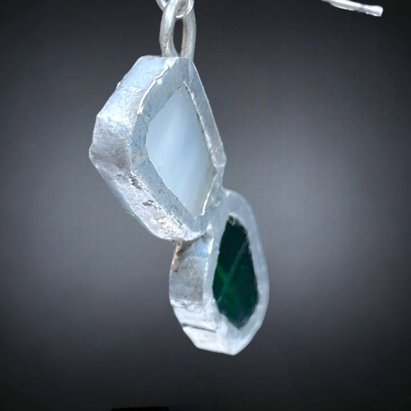 🌺Unique Artisan Sterling & Stained Glass Earrings - Picture 8 of 11